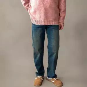 [신세계라이브쇼핑][옷자락] 남성 기모 데님팬츠 빈티지 워싱 일자핏 겨울용 면바지
