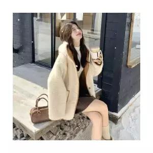 엘럽 여자 야구 점퍼 멋스러운 스웨이드 퍼 후드 코트 겨울 보들보들 원템4