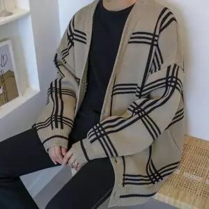 [프로셀러] 남자 2컬러 체크패턴 가을 무드 캐주얼 단추 가디건