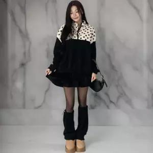 [옷자락]여성 캐주얼 오버핏 반집업 맨투맨