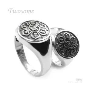 클루아조네 커플 은반지 커플링 스터링실버 불교 육자진언 Twosome R1884