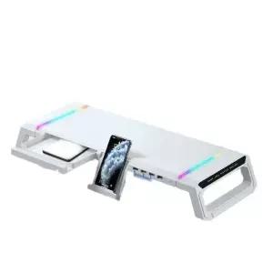 컴퓨터 모니터 받침대 USB 핑크 화이트 스탠드 편리한