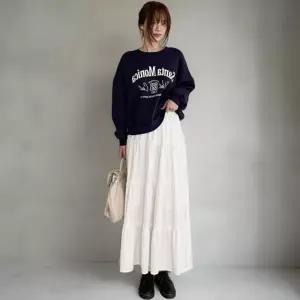 [다잇템] 여성 층이 세무 가을겨울 있는 프릴 소프트 롱스커트