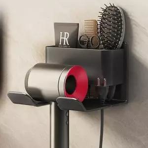 무타공 욕실 헤어 드라이기 고데기 거치대 스탠드 수납함 벽걸이