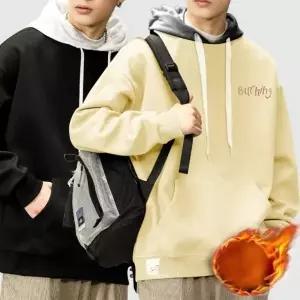 남녀공용 레터링 후드티 긴팔 기모 기본핏 배색 커플 단체 학생 가을 상의