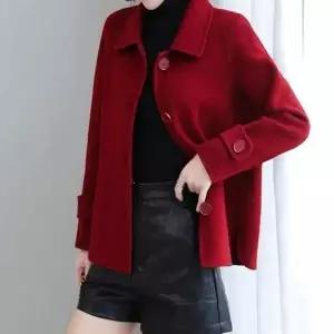 모던 숏코트 스타일 카라넥 여자겨울코트 4버튼 여자롱코트 여자 코트