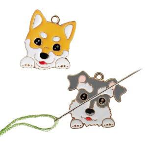코기 슈나우저 (2피스) 크로스 스티치 자수 바늘용 바늘 관리기