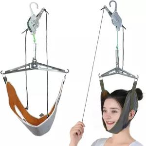 를 위한 텐스포츠 프리미엄 조절 가능한 경추 견인 장치 - 가정 및 실외용 편안한 목 스트레칭기 척추