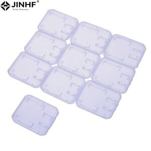 10개입 2 in 1 보호 홀더 플라스틱 투명 SD TF 미니 소형 호환 카드 보관 케이스 가방 메모리 상자 방진