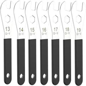 얇은 허브 콘 렌치 세트 Cr-V 스틸 + Ni-Cr 도금 자전거 휠 액슬 너트 설치 제거 도구 수리용 0.08인치/2mm