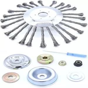 Husqvarna Stihl Ego 오리건 및 스트레이트 샤프트 트리머와 호환되는 MOCW 10인치 로터리 스틸 와이어 휠