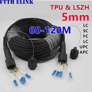 야외 광섬유 패치코드 방수 SM LSZH 아머드 케이블 싱글 모드 FTTH 점퍼 4 코어 TPU 4C LC-LC 60m-120m 5mm