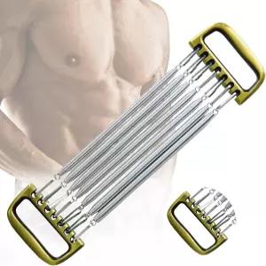 남성용 MKHUIU 가슴 익스팬더 7 스프링 조절 가능 알루미늄 핸들 밴드가 있는 홈 오피스 체육관 근력