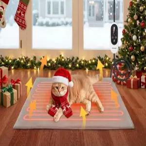 고양이와 작은 개를 위한 벨보펫 반려동물 온열 패드 - 4레벨 타이머와 6레벨 온도의 고양이 침대 씹을 수