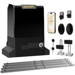 Bl tezeit 1800파운드 WiFi 슬라이딩 게이트 오프너 스마트 앱 컨트롤, 1/2 자동 슬라이드 모터 랙 구동, 리모컨 2개 및 최대 40피트 진입로 게이트용 IR 센서 완비 하드웨어 키트 포함