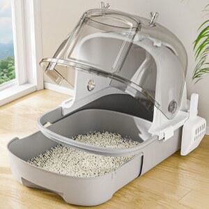 고양이 투명 화장실 밀폐형 접이식 냄새방지 하우스형 사막화 투명화장실