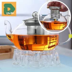 내열유리 티포트 1.2L 유리 차주전자 거름망 찻잔 보리차 홈카페 디퓨저 티타임 원형 우림 주전자 녹차