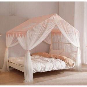 공주 침대 커튼 아이방 놀이 바텀 러블리 원사 럭셔리 베이지 라떼 침대텐트