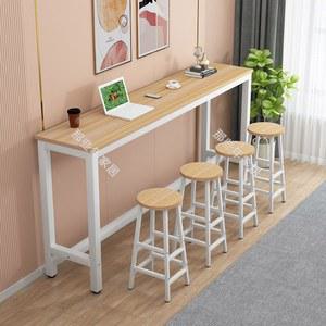 바테이블 창가 테이블 높은 핑크 입식 우드슬랩 80x30x100 사이드 2단 미니멀 낮은