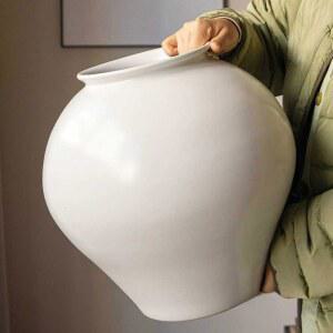 도자기 화병 백자 달항아리 대형 오브제 30cm 꽃병 골동품 유리 3일차 가정용