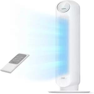 침실용 Dreo 타워 선풍기 25피트 /s 속도 조용한 바닥 실내용 90° 진동 4단 모드 8시간 타이머 스탠딩