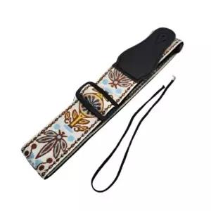 자수 문양 기타 스트랩 화이트/기타줄감개 일랙기타 베이스 일렉트릭 어깨끈 기타줄 일렉기타줄