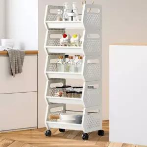 멀티트롤리5단 이동식선반 세탁실수납장 바퀴달린틈새 이동식수납장