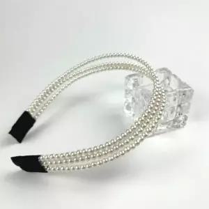 [골드스마일]진주 3단 헤어밴드 고무줄 머리띠 원피스 장원영 러블