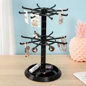 액세서리거치대 후크 2단 액세서리거치대(블랙) 귀걸이정리대 악세사리거치대