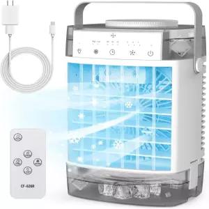 휴대용 에어컨 AC 유닛 1600ml 듀얼 탱크 증발식 3단 속도 2 미스트 모드 리모컨이 있는 개인용 미니