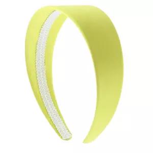 치아가 없는 노란색 2인치 와이드 새틴 하드 헤드밴드(모티크 액세서리)
