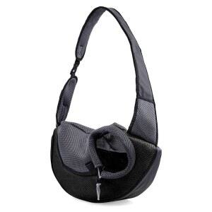 작은 강아지 고양이를 위한 쿠시업 펫 슬링 메쉬 여행용 핸즈프리 백팩 약 3파운드에서 6파운드 반려동물용 블랙