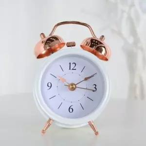 큐티 알람 탁상시계(화이트) 저소음 클래식 자명종 (KYR-W7340F5)