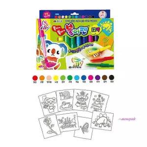 미술놀이 색칠놀이 불어펜 도안 스텐실 12색pqr049