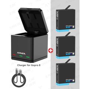 고프로 히어로 8 용 1680mAh 배터리 LED 라이트 충전기 보관함 정리함 C타입 케이블 5 6 7 블랙 카메라용 3