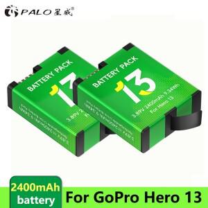 GoPro Hero13 배터리 PALO 1-3PCS Go pro 13 2400mAh 충전식 스포츠 카메라 액세서리