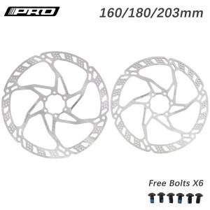 IIIPRO 자전거 브레이크 디스크 MTB 도로 용 6 볼트가있는 스테인레스 스틸 로터 160mm 203mm 경량 실버