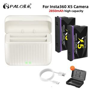 ta360 X5 카메라 배터리용 PALO 2850mAh + 360 액션 액세서리용 고속 충전기 케이스 보관함 정리함
