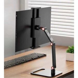 보조모니터거치대 모니터암 16인치 베이직블랙 사무실 2kg 3단계 태블릿암 수직 신축형