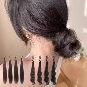 [하프클럽/셀러허브_여성트랜드패션]똥 부분가발 헤어고정 검정실삔 대용