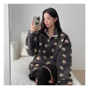 플러리싱 / 뽀글이 퍼 플라워 아노락 후리스 반집업 942809