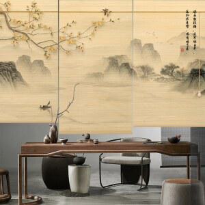 산수화 블라인드 그림 1평방 카페 가정용 가능 이미지 대형 수묵화폭포 대나무 소품