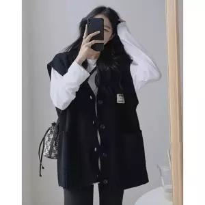 여자 니트조끼 오버핏 봄가을 빅사이즈 가디건