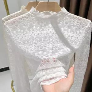 하이넥 레이스 망사 이너 레이어드 가을 겨울 시스루