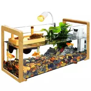 거북이 항아리 유리 박스 생태 먹이 빌라 혼합 원목 재배