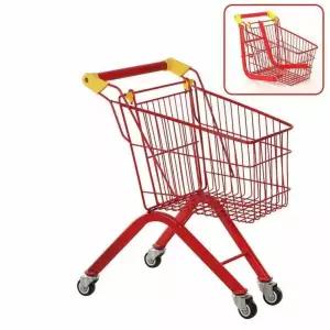 쇼핑카트 소형 마트놀이 철제 장바구니노랑 스튜디오소품 이동식 대형마트
