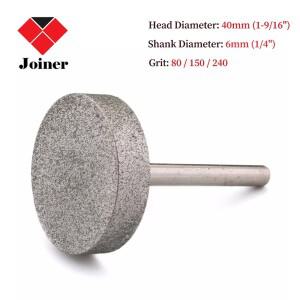 40mm 1-916인치 실린더형 다이아몬드 연마 헤드 코팅된 원통형 버 비트 마운트 포인트 샹크 6개 보석 가공