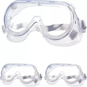 글라스스토르 3팩 안전 고글 보호 조절 가능 안경 위에 스플래시 눈 실험실 건설 작업자 양파 자르기 투명