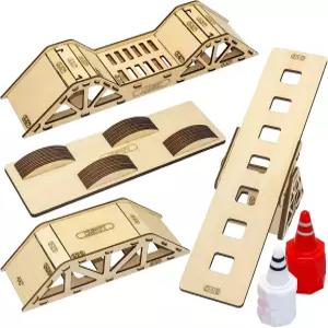 RCENJOY RC 나무 다리 시뮬레이션 장애물 가파른 경사면 20PCS 교통 콘 로드블록 카 세트 LDARC X43 M58