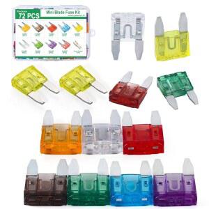[미국배송] 72PCS 자동차 퓨즈 구색 키트 자동차 SUV 트럭 캠퍼 RV 액세서리용 미니 블레이드 퓨즈(5A / 7.5A 10A 15A 20A 25A 30A 35A 40A AMP)